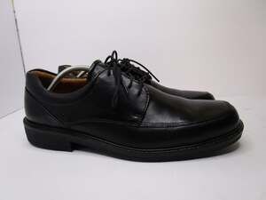 Ecco Mens EU 45 US 11.5 Black Leather Apron Toe Derby Lace Up Oxford Dress Shoes